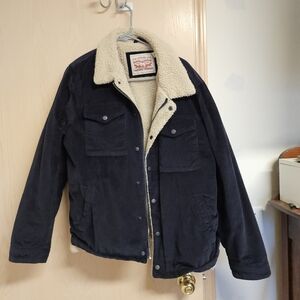 Levi's Men's Navy Corduroy Jacket with Cream Lining